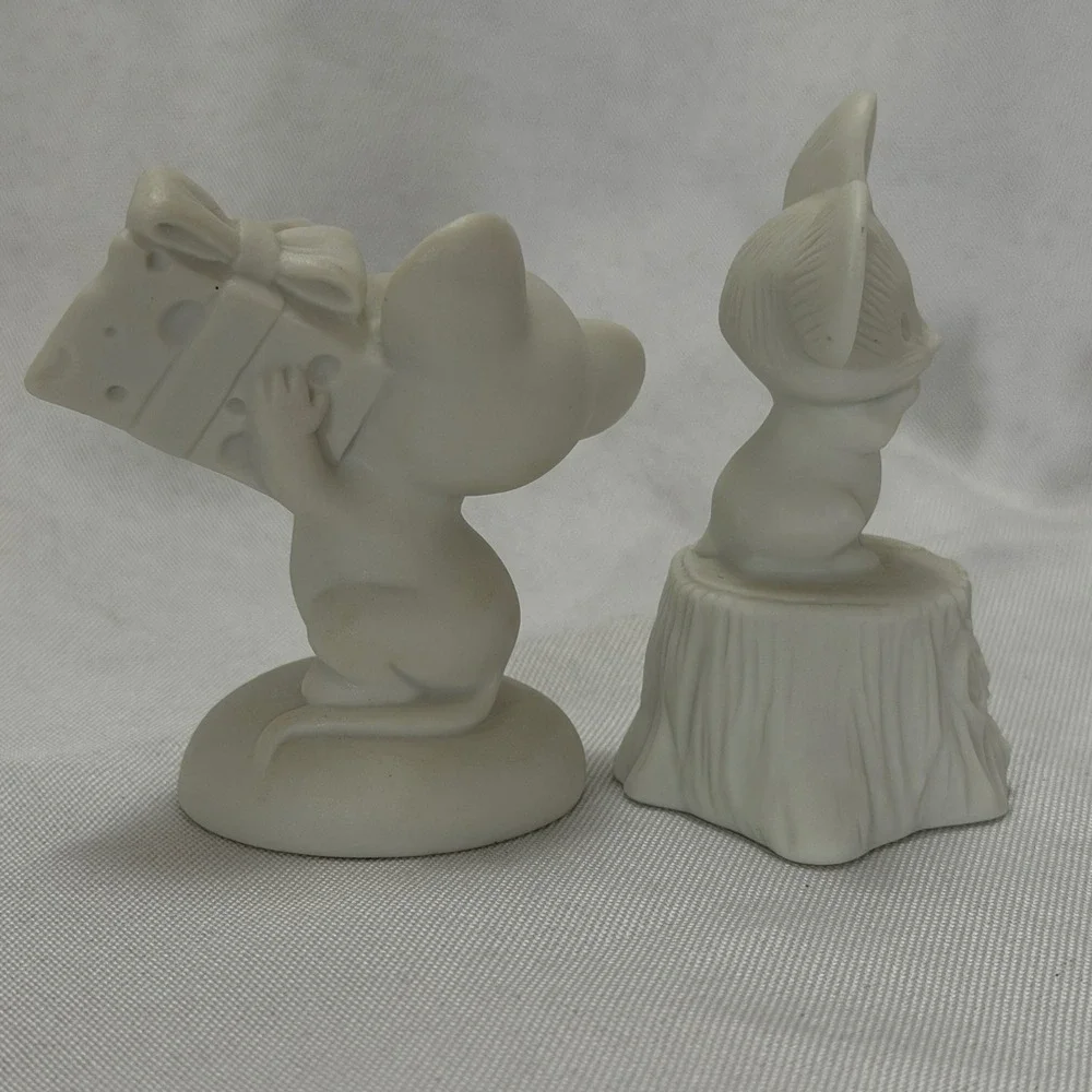 Vintage 1975 Hallmark Bisque Mouse Figurines Set of 2‎ Cottagecore Whimsical